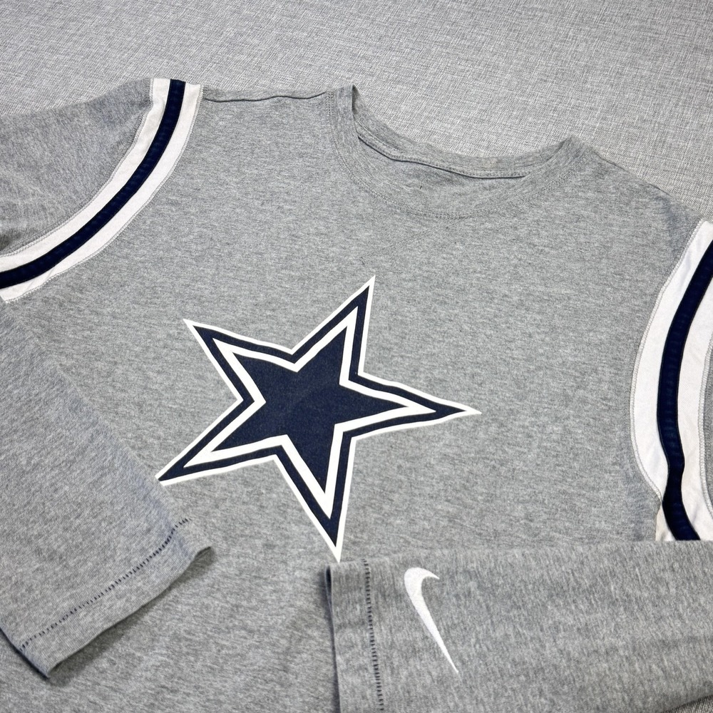 Nike Dallas Cowboys NFL Long Sleeve Shirt Mens Large Gray Crew Neck Star Logo